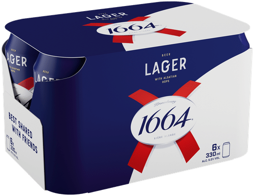 6-pack 1664 Lager olut 5% tölkki 0,33 L