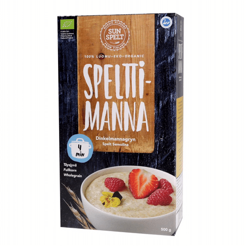 Sunspelt Luomu Spelttitäysjyvämannaryyni 500g|SunSpelt 有机全麦斯佩尔特粗粒麦粉 500g