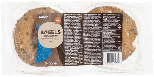 Coop 籽粒谷物贝果4个装 340 g|Coop siemen-vilja bagel 4 kpl 340 g