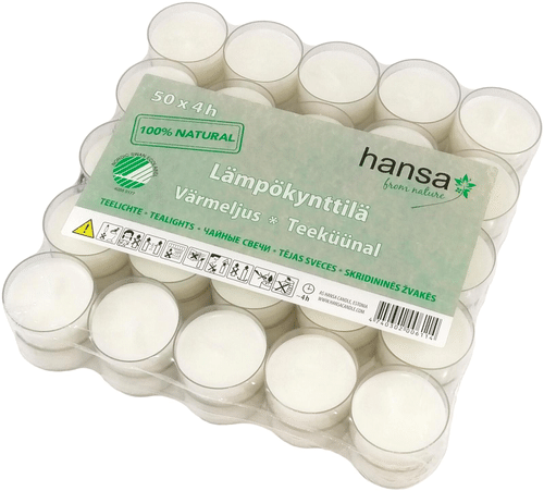Hansa Candle lämpökynttilä muovikupissa 4h 50kpl