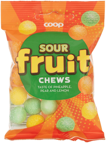 Coop 酸味水果软糖混合装 80 g|Coop Sour Fruit chews makeissekoitus 80 g