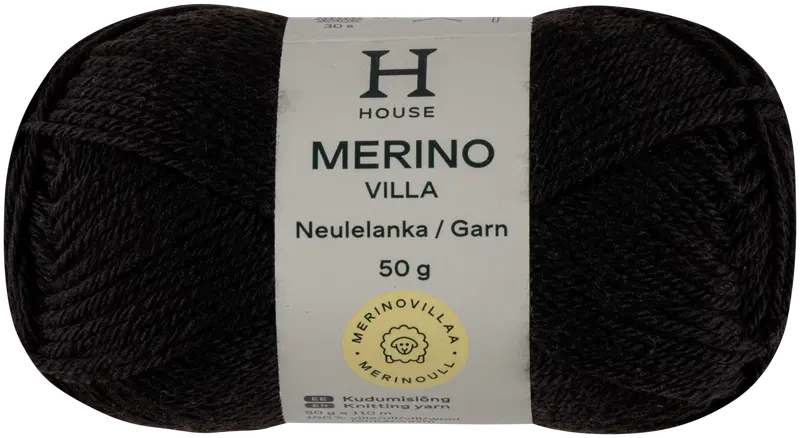 House 美利奴羊毛纱线 50克 CNE-1833 黑色|House lanka merinovilla 50g CNE-1833 black