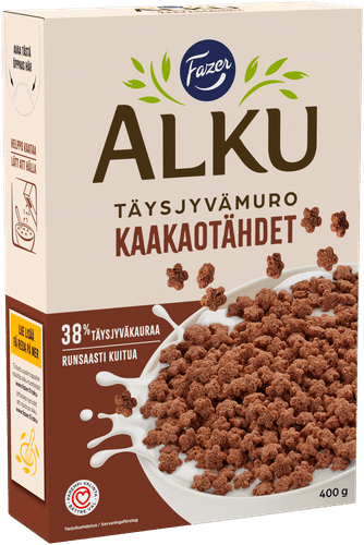 Fazer Alku Kaakaotähdet täysjyvämuro 400 g|Fazer Alku 可可星全麦脆片 400 g