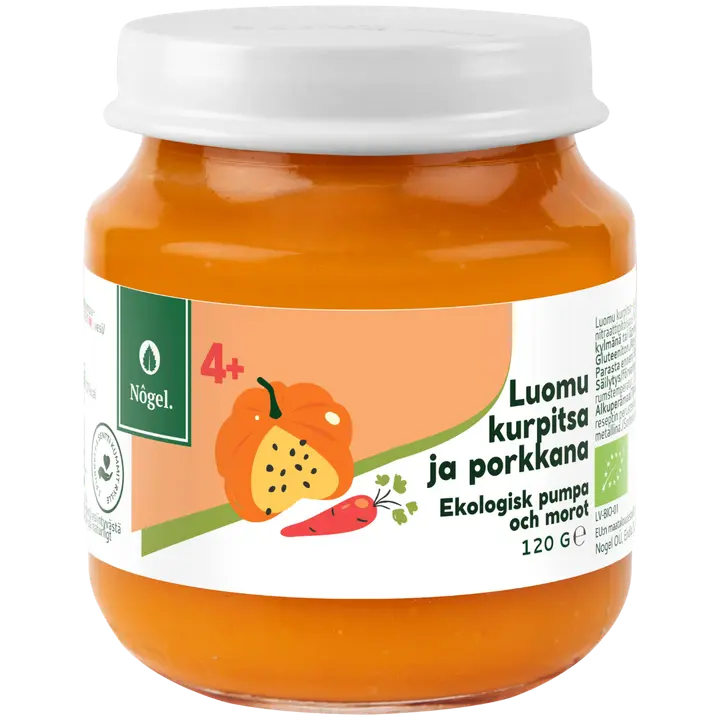 Nôgel luomu kurpitsa ja porkkana, 120 g|Nôgel 有机南瓜和胡萝卜, 120 g