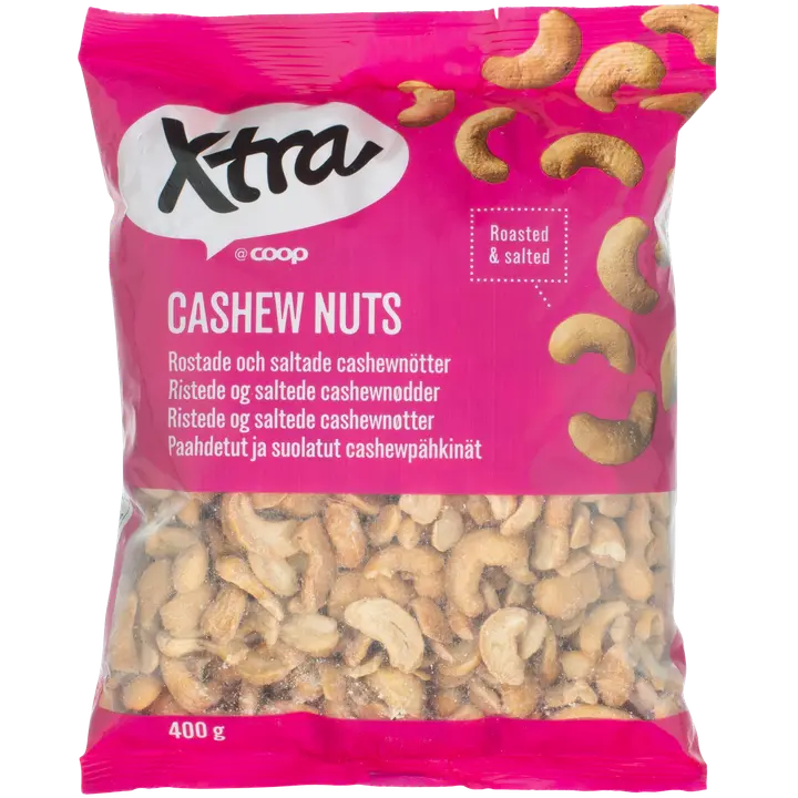 Xtra paahdetut ja suolatut cashewpähkinät 400 g-Xtra 烤咸腰果 400 g