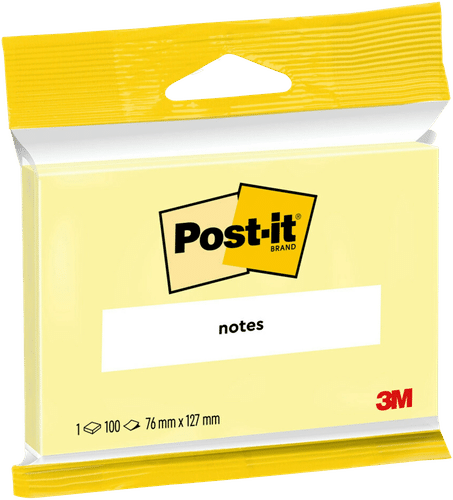 Post-it® viestilaput, Canary Yellow, 76 mm x 127mm, piikkipakattu, 100% PEFC CH18/0914
