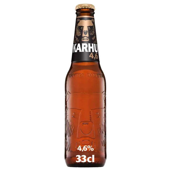 Karhu Lager olut 4,6 til-% lasipullo 0,33 L|Karhu 贮藏饮料 4.6 vol% 玻璃瓶 0,33 L