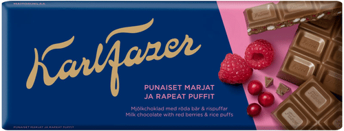 Karl Fazer 红莓巧克力板 180g|Karl Fazer punaiset marjat suklaalevy 180g