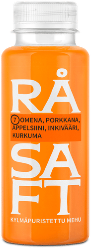 Råsaft Omena Porkkana Appelsiini Inkivääri Kurkuma 250 ml|Råsaft 苹果 胡萝卜 橙子 生姜 姜黄 250 ml