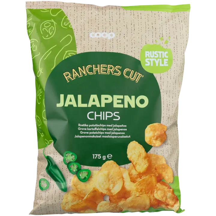Coop maalaisperunalastut jalapeno 175 g-Coop 乡村薯片墨西哥辣椒 175 g