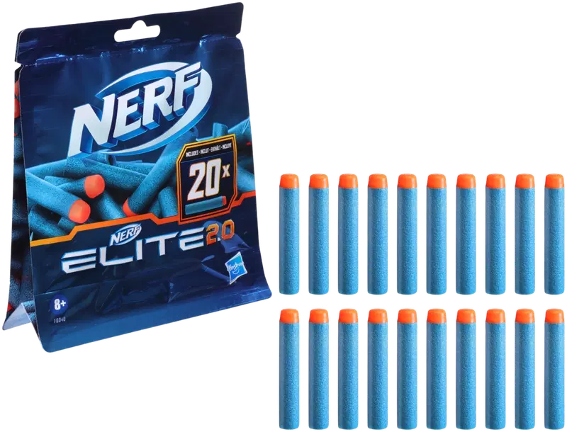 Hasbro Nerf Elite 2.0 20支飞镖补充装 – 20支官方Nerf泡沫飞镖,适用于Nerf Elite 2.0发射器 – 兼容所有Nerf Elite发射器