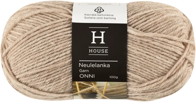 House Onni 编织线 100克 沙米色 23645|House neulelanka Onni 100 g Sand Beige 23645