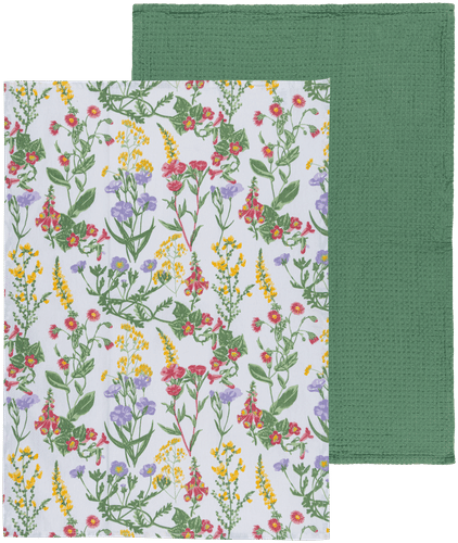 House 厨房毛巾 Wild floral 绿色 2条装
