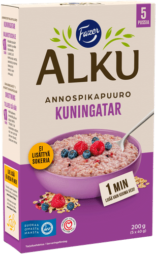 Fazer Alku Kuningatar annospikapuuro 200 g (5 x 40 g)|Fazer Alku Kuningatar 即食燕麦粥 200克 (5 x 40克)