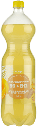 Coop Sitruuna-inkivääri Elektrolyytit B6 + B12 1,5 l