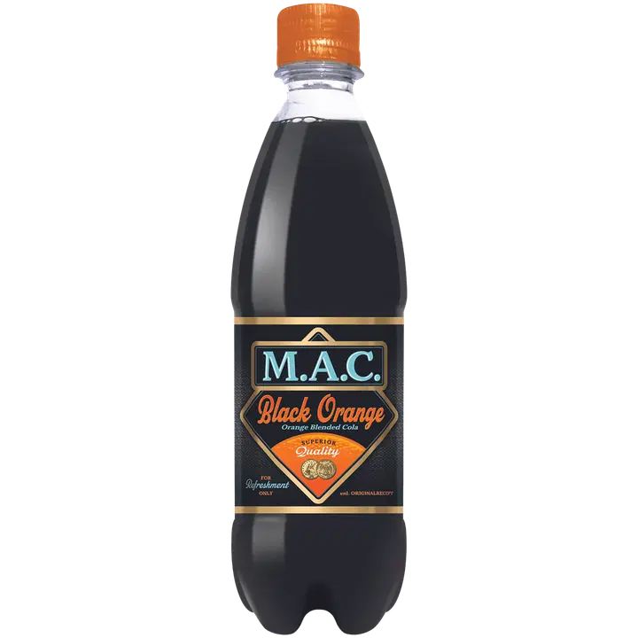 M.A.C. Black Orange virvoitusjuoma 0,5l pullo|MAC 苹果。黑橙软饮料 0.5l 瓶