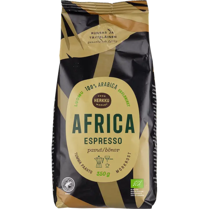 Herkku Luomu Africa Espresso pavut 350 g tumma paahto|Herkku 有机非洲浓缩咖啡豆 350 克深度烘焙