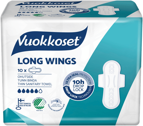 Vuokkoset Long Wings pitkä ohutside 10 kpl