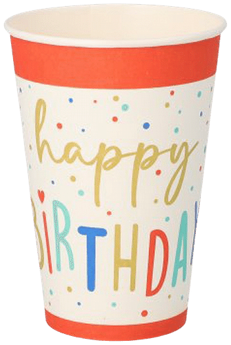 Mukia, paperia 0,2 l Ø 7 cm · 9,7 cm valkoinen "Happy Birthday"