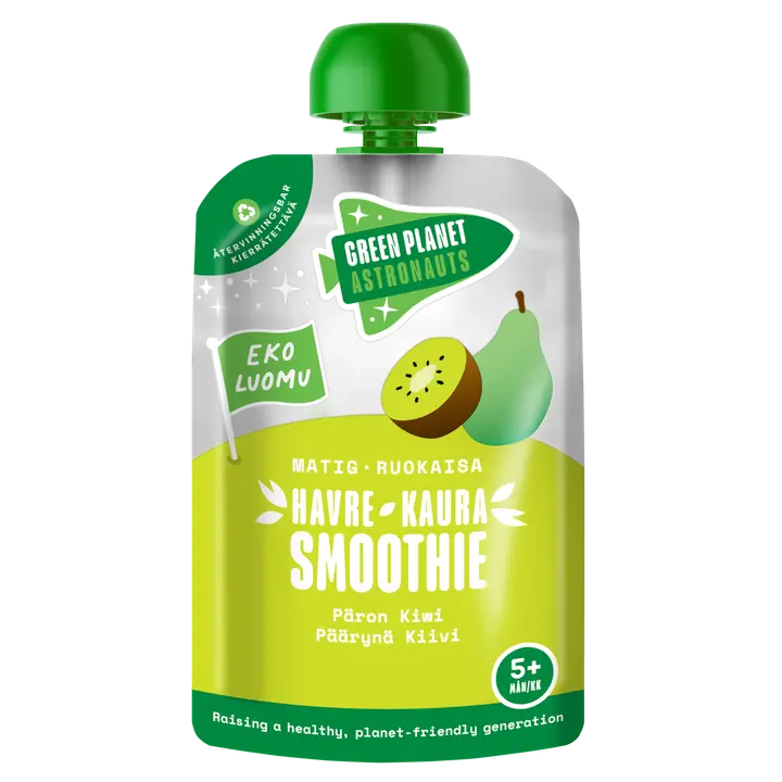 Green Planet Astronauts LUOMU kaurasmoothie kiivi-päärynä 100g 5kk+|Green Planet Astronauts 有机燕麦冰沙奇异果梨 100 克 5 个月+