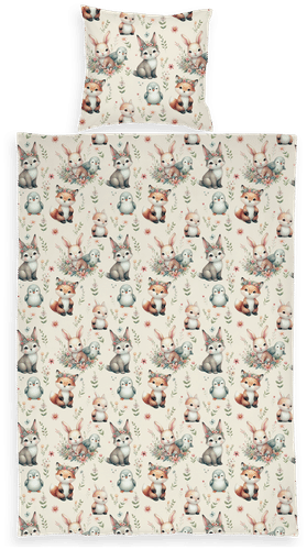 Ciraf 儿童被套套装 兔子和狐狸 120x160+40x60厘米