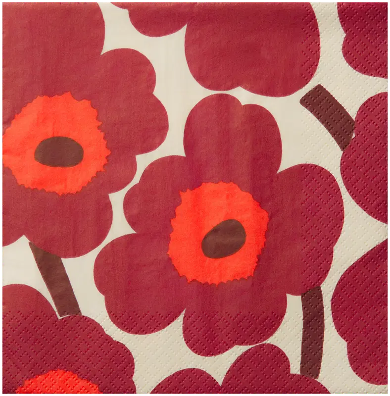 Marimekko 罂粟花红奶油色餐巾 20条/24厘米|Marimekko Unikko punakerma lautasliina 20kpl/24cm