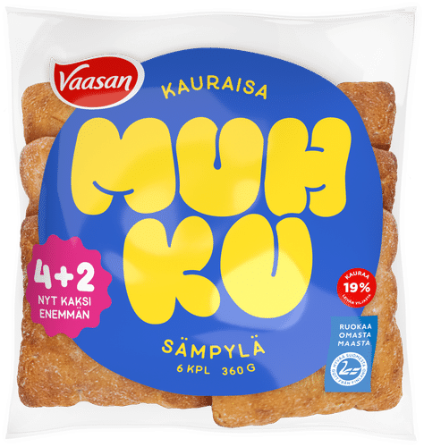 Vaasan Muhku Kauraisa sämpylä 360 g 6 kpl kaura-vehnäsämpylä|Vaasan 穆赫库 燕麦小圆面包 360克 6个 燕麦小麦面包