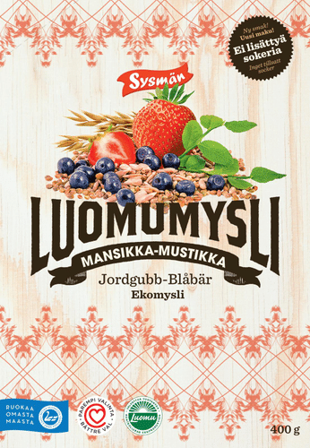 Sysmän Luomuherkut Mansikka-Mustikka Luomumysli 400g|Sysmän Luomuherkut 草莓蓝莓有机麦片 400g