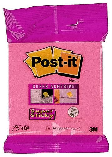 Post-it super sticky viestilaput, värilajitelma, 76x76mm, 6820-SS3 piikkipakkaus