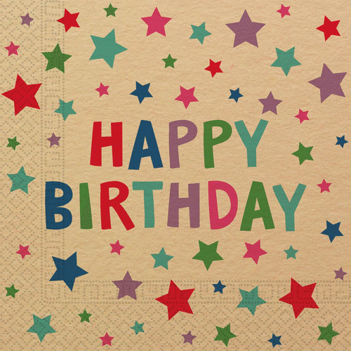 Decorata Party Kraft 生日快乐星星 FSC 双层纸餐巾 33x33cm