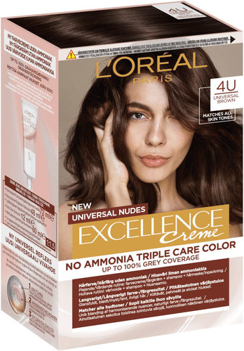 L'Oréal Paris Excellence Creme Universal Nudes 巴黎欧莱雅 Excellence Universal Nudes 4U 自然棕 无氨染发剂 1件