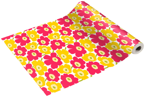 Marimekko Mini Unikko punakeltainen kaitaliina 1kpl/0,4x4,8m