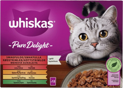Whiskas 1+ Pure Delight 伟嘉 多汁肉条配肉冻 (12 x 85 克)