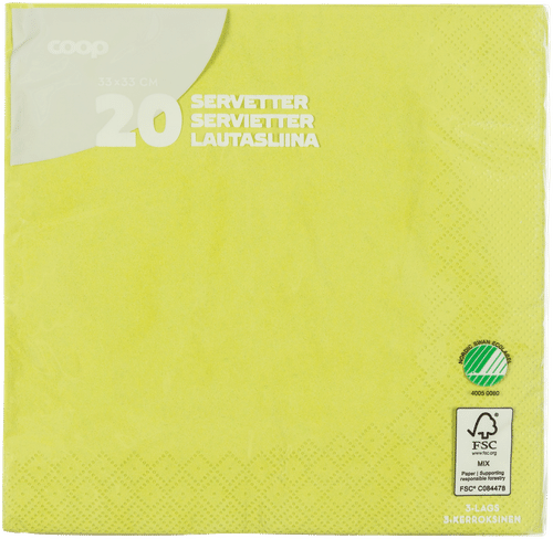 Coop lautasliina lime 33x33cm 20kpl