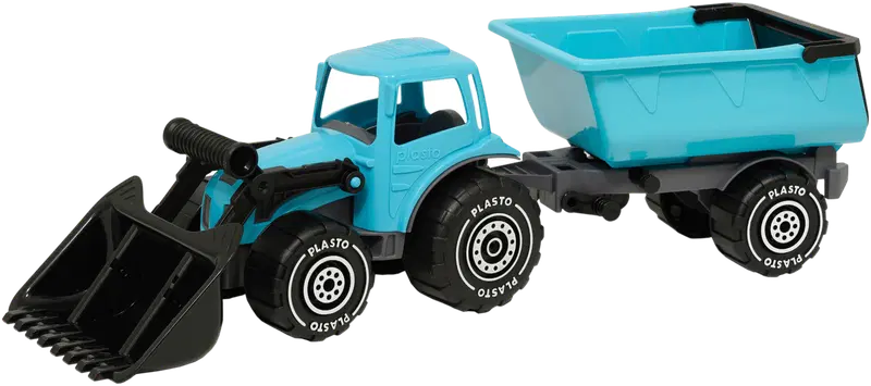 Plasto 铲斗拖拉机及拖车 56.5厘米 绿松石色|Plasto kauhatraktori ja peräkärry 56,5 cm turkoosi