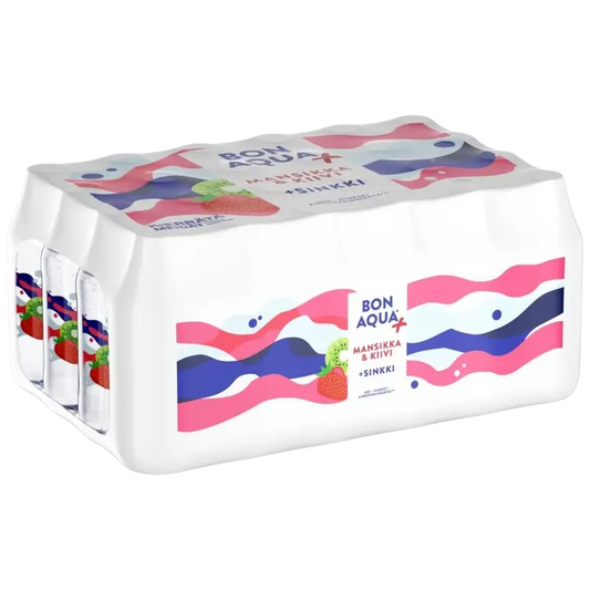 24-pack Bonaqua + Mansikka & Kiivi Hiilihapotettu juoma muovipullo 0,33 L|Bonaqua 24 包 Bonaqua + 草莓和猕猴桃碳酸饮料塑料瓶 0,33 L