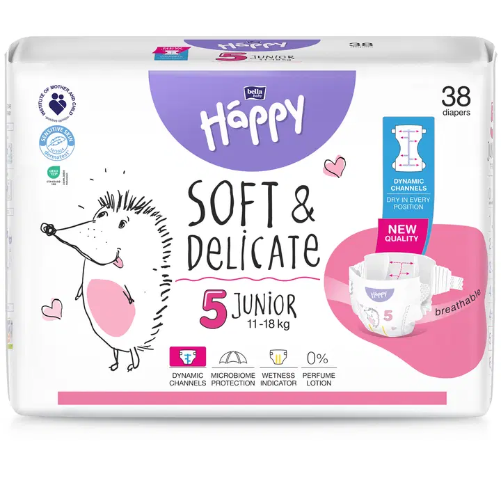 Happy Diapers Bella Junior 5 teippivaippa 38 kpl 11-18 kg|Happy Diapers Bella Junior 5 胶带纸尿裤 38 片 11-18 公斤