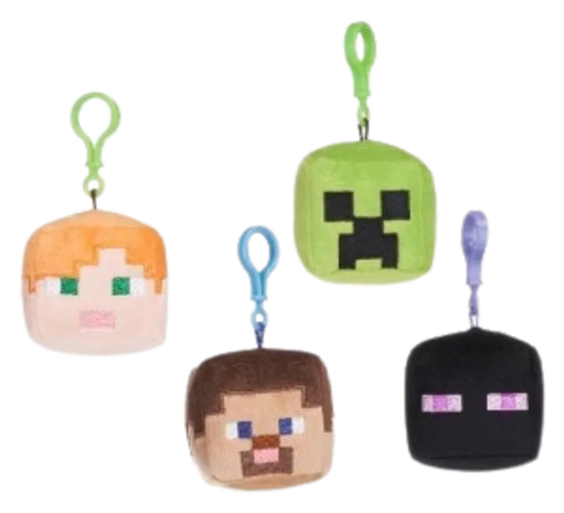 Minecraft 软毛玩具 我的世界 头部 混款 带夹子 13cm|Pehmo Minecraft pää lajitelma klipsulla 13cm