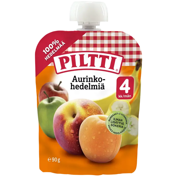 Piltti 90g Aurinkohedelmiä hedelmäsose 4kk annospussi|Piltti 90g Sun Fruits 果泥 4 个月份装