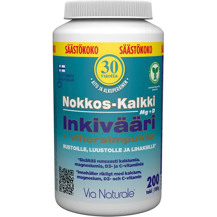 Nokkos-Kalkki Inkivääri+Vihersimpukka 200片. Via Naturale-Via Naturale 荨麻青柠姜+贻贝 200 粒自然之路