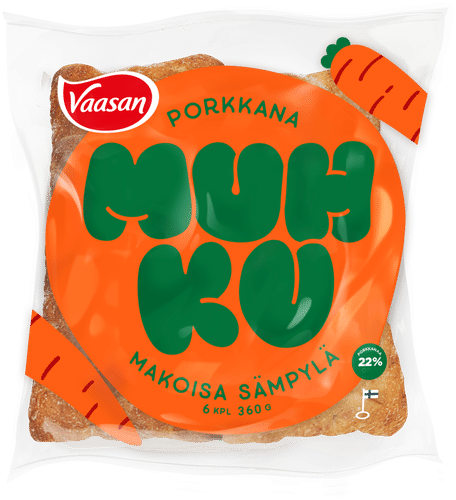 Vaasan Muhku Porkkana sämpylä 360 g 6 kpl porkkana-vehnäsämpylä|Vaasan 穆赫库 胡萝卜小圆面包 360克 6个 胡萝卜小麦面包