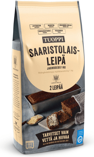 Tuoppi Saaristolaisleipä jauhoseos runsaskuituinen, vegaaninen 1 kg|Tuoppi 群岛面包预拌粉 高纤维、素食 1 kg