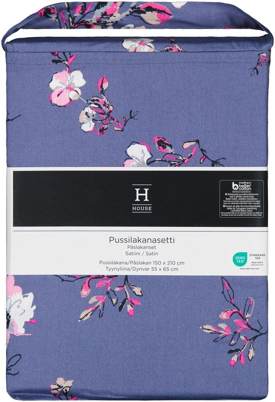 House Aurora缎面床品四件套 150x210厘米 深蓝色