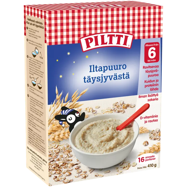 PILTTI 410g Iltapuuro täysjyvästä 6kk|Piltti 410 克 Iltapuuro 全谷物 6 个月