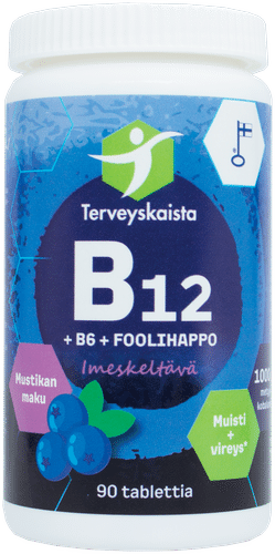 Terveyskaista B12+B6+叶酸 含片(蓝莓味)90片