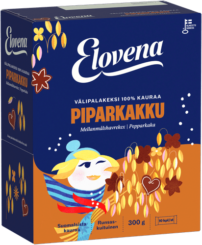 Elovena 10x30克全麦姜饼燕麦全谷物零食饼干