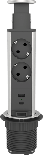 Gelia 延长线 2+2 弹出式 2米 2个插座+2个USB A+C 60mm 银色/黑色