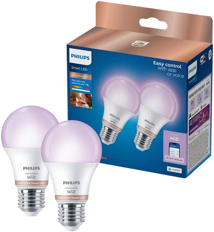 Philips Smart Lighting LED灯丝灯泡9W A60 E27 2200-6500K 806流明RGB 2 kpl