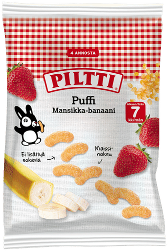 Piltti 普菲草莓香蕉味玉米泡芙28g 7个月+