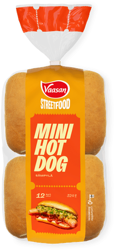 Vaasan Street Food Mini Hot Dog bun Classic 324g 12 kpl|Vaasan Street Food 迷你经典热狗面包 324克 12 kpl